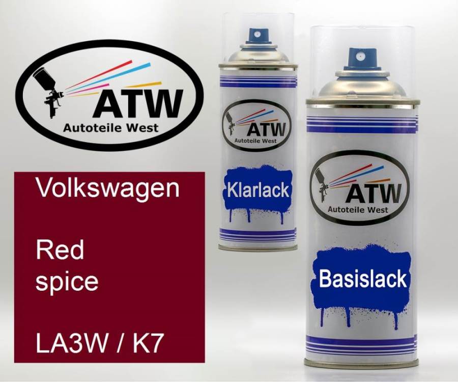 Volkswagen, Red spice, LA3W / K7: 400ml Sprühdose + 400ml Klarlack - Set, von ATW Autoteile West.